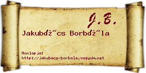 Jakubács Borbála névjegykártya